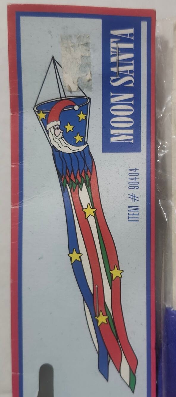 Vintage 1994 NCE Moon Santa Windtwirls Christmas Windsock 55" NOS